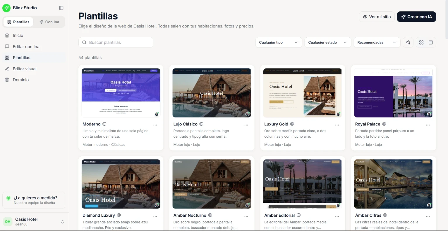 Sitio web + Booking Engine en HotelBlinx